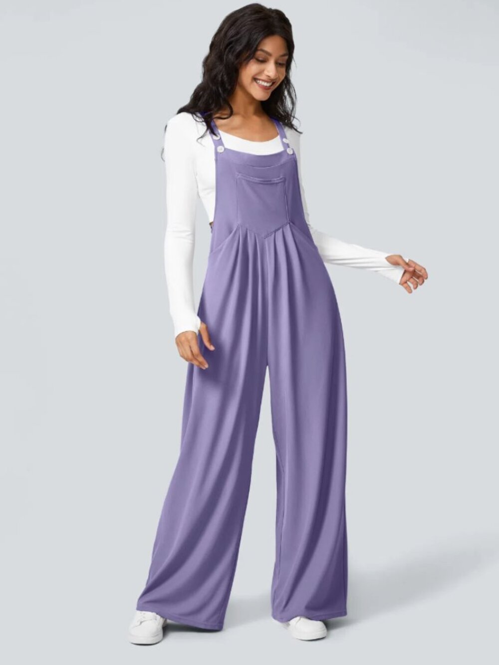 HALARA Wide Leg Overalls Large Purple Oversized Casual Flowy